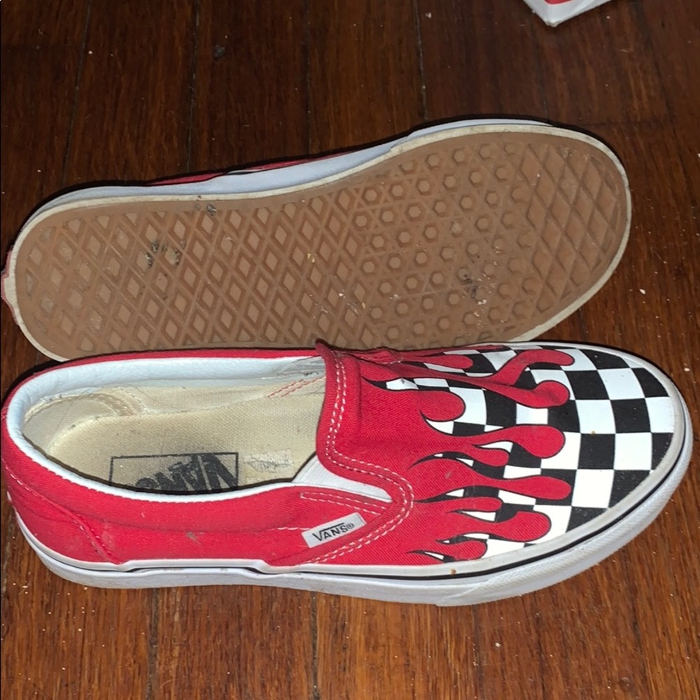 Red drip Checkerboard Vans
